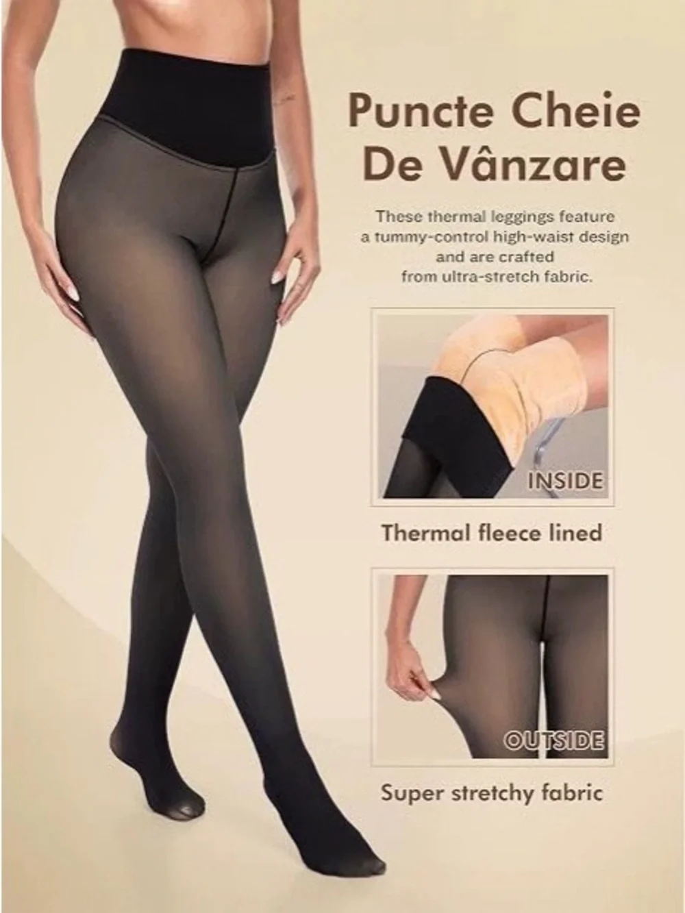 Sheer Black Women's Tights - Sleek High-Waist Hosiery